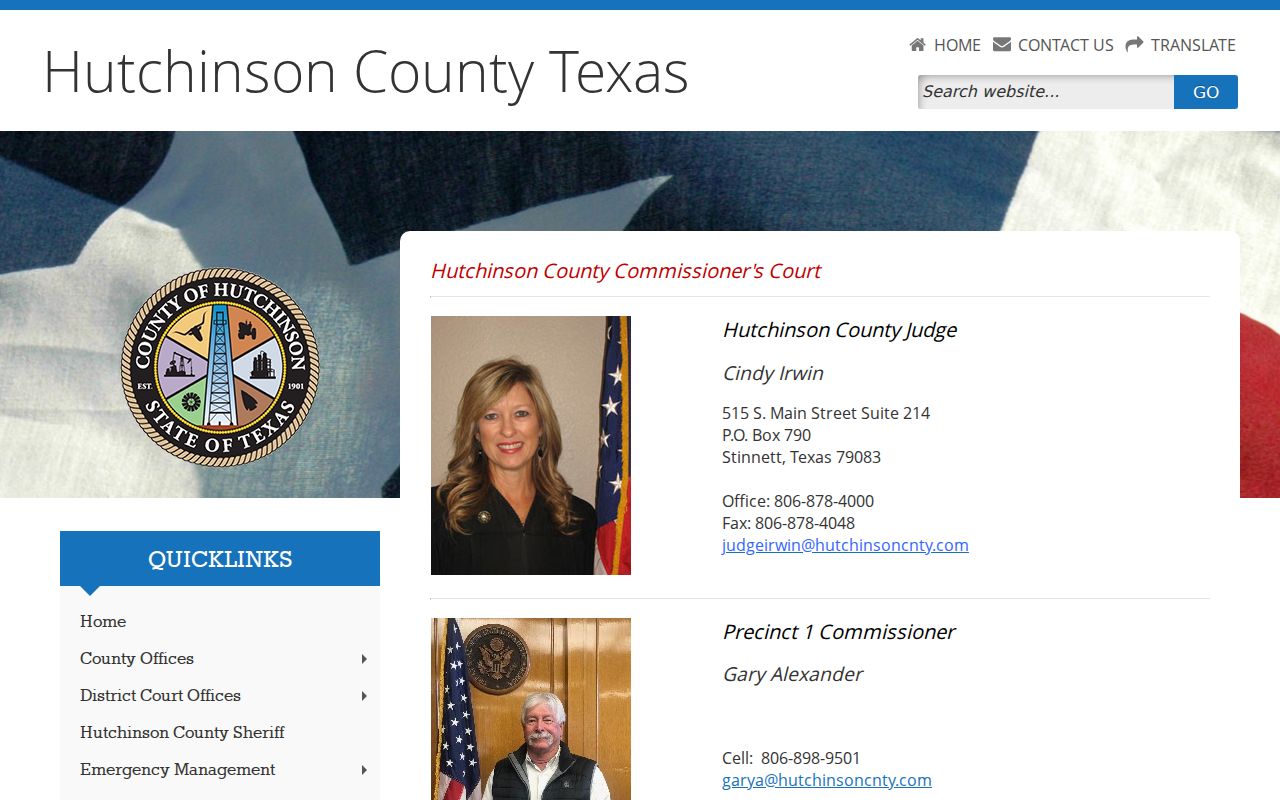 Hutchinson County Commissioners Court information
