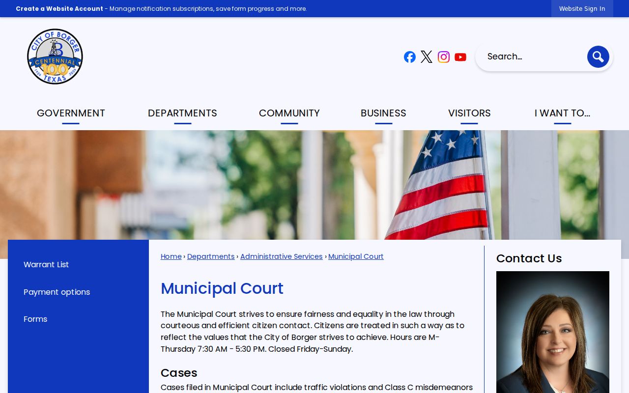 Borger Municipal Court source for Hutchinson County traffic tickets