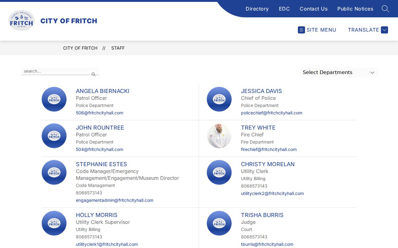 Fritch court docket municipal judge staff directory
